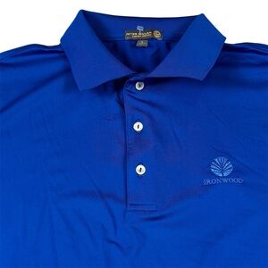 Peter Millar Summer Comfort Golf Polo Shirt Solid Performance Blue Mens Large
